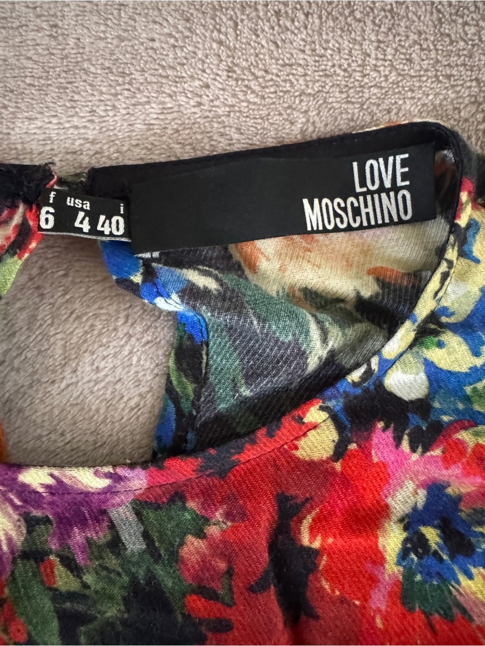 Love Moschino Floral Fit & Flare Dress Puff Shoulder Long Sleeve IT 40 US 6 - Picture 4 of 9